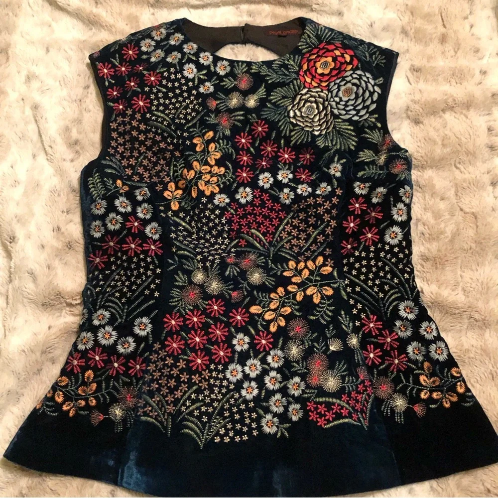 Anthropologie Floral Embroidered Top - Navy and Multicolor - Picture 3 of 9